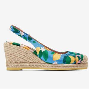 Cole Haan Blue Lemon Cloudfeel Espadrille Wedge Slingback Sandals